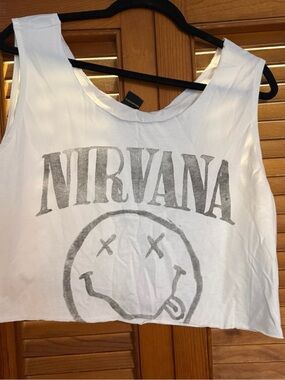 Merch Traffic Ivory and Gray Nirvana Graphic Tank